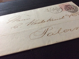 Gran Bretagna Greit Britain Histoire Postale London  For Sicily 1877  Palermo - Lettres & Documents