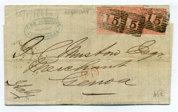 YT N°32 X3 Sur Lettre De ARDROSSAN ( Grande Bretagne )  Pour GENOVA ( Italie ) / 1866 / Côte 250€ - Briefe U. Dokumente