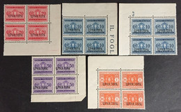 1941 - Italia - Occupazione Montenegro - Segnatasse - Serie 5 Quartine  - Soprastampa UPHA TOPA - Nuovi - Montenegro