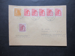 21.6.1948 All. Besetzung Zehnfach-Frankatur ZF MiF Arbeiter Z.B. Nr.953 Als 4er Streifen Heidelberg Ortsbrief - Lettres & Documents