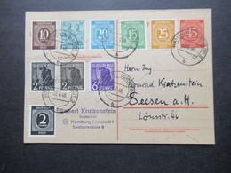 22.6.1948 All. Besetzung Zehnfach-Frankatur ZF MiF Arbeiter / Ziffer Auf Ganzsache Fern PK Hamburg - Seesen - Briefe U. Dokumente