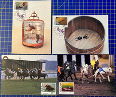 MACAU - 1990  GAMES WITH ANIMALS ISSUE SET OF 4 MAX CARD (CANCEL - FIRST DAY) - Cartoline Maximum