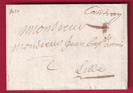 MARQUE MANUSCRIT DE COUTRAY BELGIQUE 1697 POUR LILLE FRANCE NORD LETTRE COVER - 1621-1713 (Pays-Bas Espagnols)