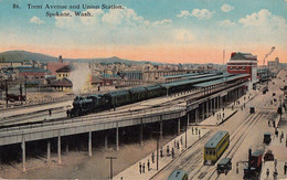 3234 – Spokane Washington WA – Trent Avenue And Union Railway Station - Animation Train – VG Condition – 2 Scans - Spokane
