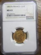 20 Francs Or 1857A MS 63 NGC - 20 Francs (gold)