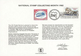 USⓈ31102 USA 1982 Souvenir Card - FDI National Stamp Collecting Month + Glen Curtiss - Souvenirkarten