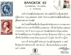 USⓈ31104 USA / Thailand 1983 Souvenir Card - FDI - Philatelic Exhibition Bangkok'83 - Souvenirkaarten