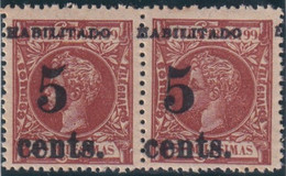 1899-609 CUBA 1899 US OCCUPATION. FORGERY PUERTO PRINCIPE. 2º ISSUE. 5c S. 5 Mls. PAIR. - Ungebraucht