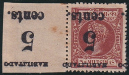 1899-610 CUBA 1899 US OCCUPATION. FORGERY PUERTO PRINCIPE. 2º ISSUE. 5c S. 5 Mls. PAIR INVERTED SURCHARGE. - Ungebraucht