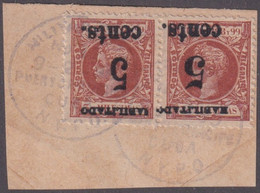 1899-639 CUBA 1899 US OCCUPATION FORGERY PUERTO PRINCIPE 2º ISSUE 5c S. 3ml. INVERTED SMALL + NORMAL FRAGMENT CANCEL - Gebraucht