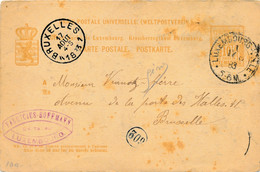 CARTE POSTALE 1883  FABRICIUS HOFFMAN  LUXEMBOURG TO  BRUXELLES          2 SCANS - 1882 Allégorie