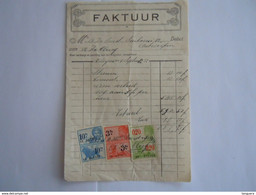 1932 Faktuur De Clercq Edegem Stenen Cement Taxe 13,20 Fr (klein Formaat) - Documents