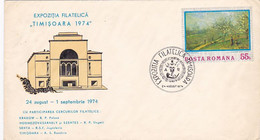 TIMISOARA PHILATELIC EXHIBITION, OPERA HOUSE, SPECIAL COVER, 1974 ROMANIA - Lettres & Documents