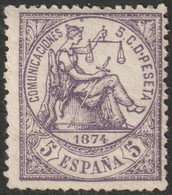 Spain 1874 Sc 202 Espana Ed 144 MH* Crease - Neufs