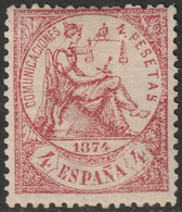 Spain 1874 Sc 209 Espana Ed 151p MH* Thick Paper Disturbed Gum - Neufs