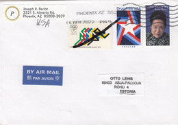 GOOD USA Postal Cover To ESTONIA 2022 - Good Stamped: Olympic ; Drugs Free ; Nucelar / Wu - Cartas & Documentos