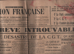 ACTION FRANCAISE 01 12 1938 - CODREANU ROUMANIE - GREVES - FRANCO - LEON DAUDET - CIANO ITALIE -E. HACHA TCHECOSLOVAQUIE - Testi Generali