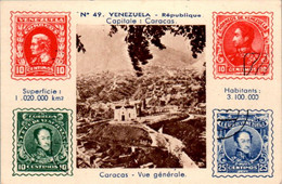 Image Pays Venezuela Avec Impression Timbre Poste Capitale Caracas N°49 委内瑞拉 Dos Blanc ベネズエラ En TB.Etat - Autres & Non Classés