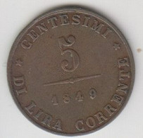 Venezia, Governo Provvisorio. 5 Centesimi 1849 Conservazione BB - Autres & Non Classés