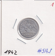 France 50 Centimes 1942 Km#914.1 - 50 Centimes