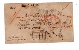 Ca. 1850 , London , Blue  " Curzon St. "postmark  Clear To USA - ...-1840 Precursores