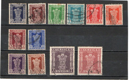 INDE   1950-51  Service  Y.T. N° 1D à 13  Incomplet  Oblitéré - Timbres De Service