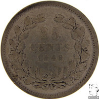 LaZooRo: Netherlands 25 Cents 1848 VF / XF No Dot - Silver - 1840-1849: Willem II.