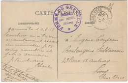 C SM Belge Càd GARENNES/1917 + Cachet FERME DE GRENELLE/Garennes Par Bueil Pour Livry - Unbesetzte Zone