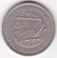 Chypre 100 Mils 1955 Elizabeth II , En Cupro Nickel , KM# 37 - Cyprus