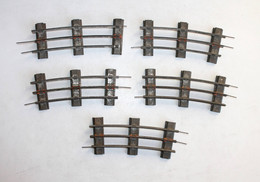 LOT DE 5 RAIL COURBE MOYEN - ECH: O / 0 - L=16cm - MINIATURE TRAIN CHEMIN DE FER - MODELISME FERROVIAIRE (1712.172) - Rails