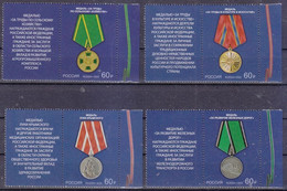 Russia 2022 State Awards Of The Russian Federation. Medals Series Stamps 4v With Tabs MNH - Unused Stamps