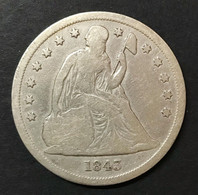 USA U.s.a. Seated Liberty One Dollar 1843 Km#71 E.437 - 1840-1873: Seated Liberty (Liberté Assise)