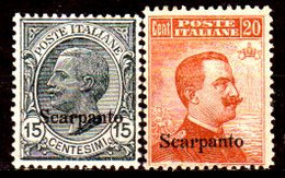 Egeo-OS-344- Scarpanto: Original Stamps And Overprint 1921-22 (++) MNH - Quality In Your Opinion. - Aegean (Scarpanto)