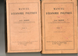 MANUEL D ECONOMIE POLITIQUE TOME 1 ET 2 BAUDOIN Louis  1946-1947 - Wholesale, Bulk Lots