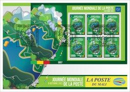 MALI 2022 FDC SHEET BLOC BF 6V - UPU JOINT ISSUE - WORLD POST DAY FOR PLANET - JOURNEE MONDIALE DE LA POSTE - RARE - UPU (Union Postale Universelle)