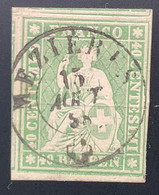 ATTEST MARCHAND: Zst 26C LUXUS VOLLSTEMPEL MEZIÉRES VD 1854-62 40Rp Strubel  (Schweiz Suisse Switzerland SUPERB GEM Cert - Used Stamps