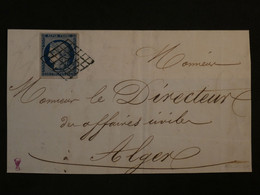 BL5  FRANCE LETTRE DEVANT  1851 POUR ALGER ALGERIE  ++  CERES N° 4 BELLES MARGES + CACHET VERSO +AFFRANCH. INTERESSANT++ - 1849-1850 Cérès