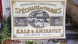 86-LOUDUN- RARE PLAQUE CARTON PUBLICITAIRE DISTILLERIE KALB & AMIRAULT-FABRIQUE LIQUEURS EAUX DE VIE-SIROP VINS FINS - Pappschilder