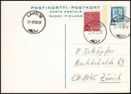 Finland 1979, Uprated Postal Stationery Lahti To Zurich - Brieven En Documenten