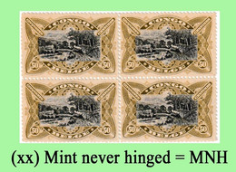 1909 ** BELGIAN CONGO / CONGO BELG= COB MNH 053 OCRE TRAIN BLOCK OF 4 STAMPS WITH ORIGINAL GUM - Ungebraucht