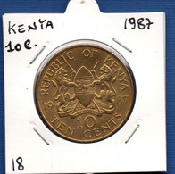 KENYA - 10 Cents 1987 -  See Photos -  Km 18 - Kenya