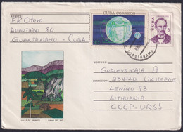 1974-EP-125 CUBA 1974 3c USED POSTAL STATIONERY COVER VIÑALES VALLEY GUANTANAMO TO RUSSIA. - Sonstige & Ohne Zuordnung