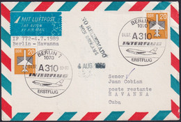 1989-PV-9 CUBA 1989 FIRST FLIGHT DDR BERLIN – HAVANA 04/07/1989 “NO RECLAMADO”. - Poste Aérienne