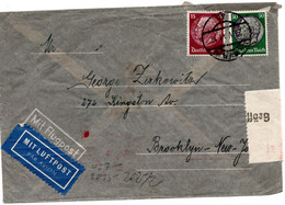 56456 - Deutsches Reich - 1941 - 50Pfg Hindenburg MiF A LpBf M Dt Zensur WIEN -> Brooklyn, NY (USA), M Zwangsname "Sara" - Judaisme
