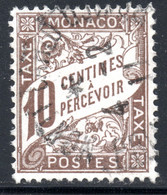 1317. MONACO 1805-1809 POSTAGE DUE 10 C. BROWN # 4,SIGNED - Impuesto