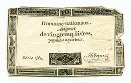 France, Assignat De Vignt-Cinq Livres, , Loi Du 6 Juin 1793, N° : Série 3880., TB (F), Ass-43a, P-A71 - ...-1889 Franchi Antichi Circolanti Durante Il XIX Sec.