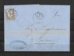 1854-1862 HELVETIA / STRUBEL (Ungezähnt) → Vorort-Faltbrief Schw.Kreditanstalt Zürich   ►SBK-22B4 Super Schnitt◄ - Covers & Documents