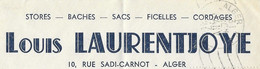 ALGER ALGERIE 1947 - LETTRE A ENTETE LOUIS LAURENTIOYE POUR LILLE - POSTE AERIENNE ( - 10 % ) VOIR LE SCANNER - Airmail