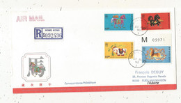 FDC, Premier Jour , Air Mail, Recommandé, R HONG KONG, 23 JA 1990 , FANLING HONG KONG, 4 Timbres , 2 Scans - Cartas & Documentos