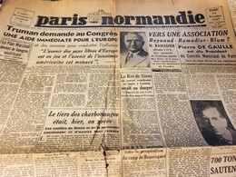 PARIS NORMANDIE 47/TRUMAN /RAMADIER BLUM /PIERRE DE GAULLE PARIS /MUSULMANS EN FRANCE /NEUFCHATEL - General Issues